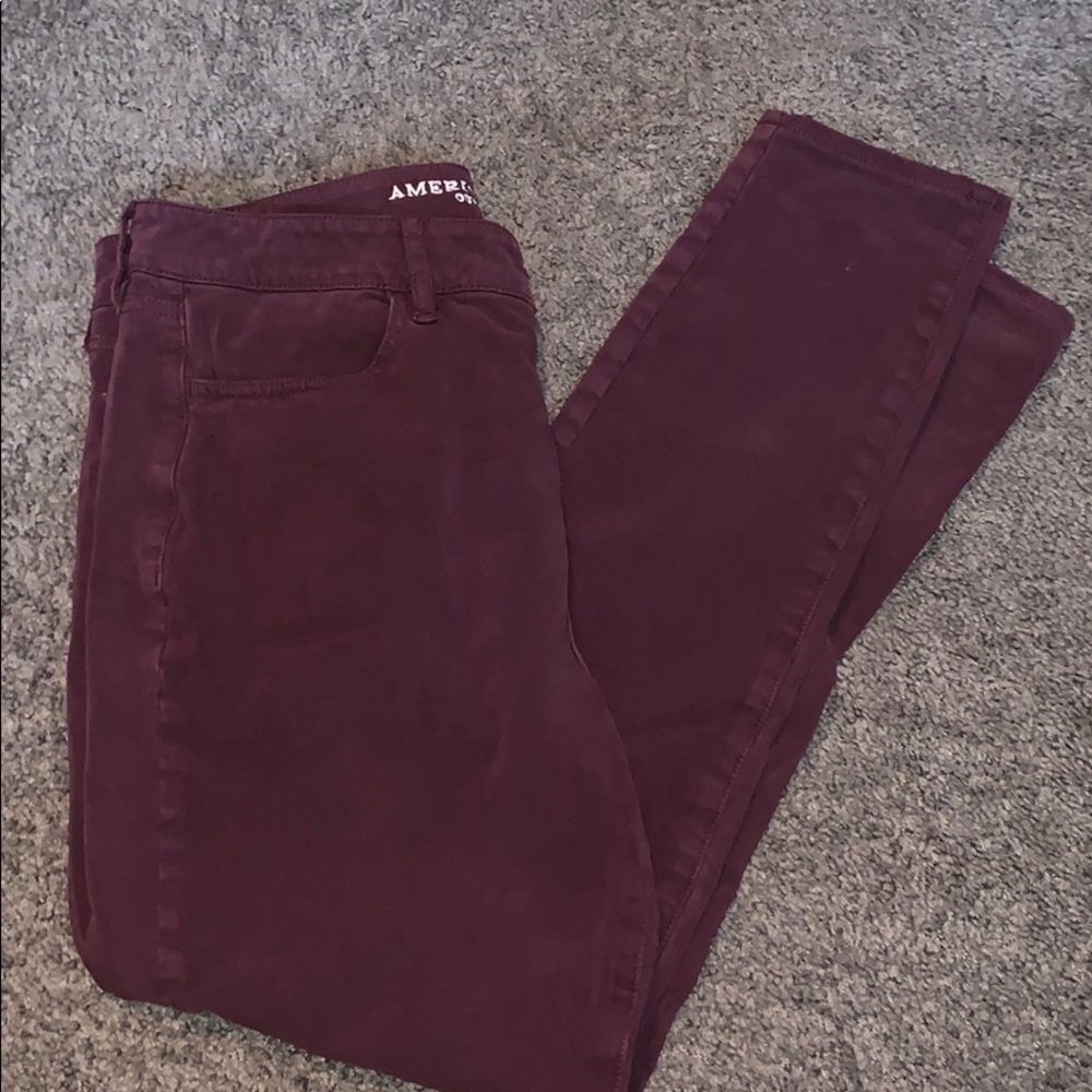 AE burgundy jeggings